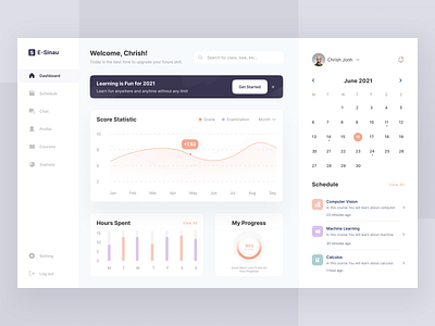 E-Learning Dashboard - Exploration app business chart clean dashboard elearning elearning dashboard illustration landingpage minimal ui web website