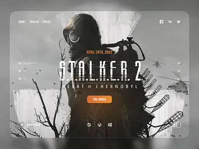 S.T.A.L.K.E.R. 2 Homepage clean concept design gaming homepage illustration landing langing page stalker ui user interface ux web design website