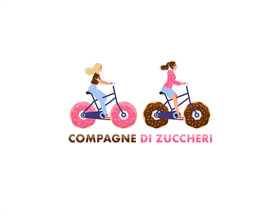 Donut bicycles illustration app branding donut drawings food funny illustration logo sweets vector