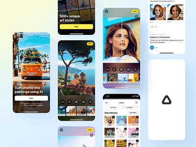 Prisma Photo Editor ai application blue editor filters ios iphonex lensa lightui mobile mobileapp photoeditor photos prisma product productdesign uiux