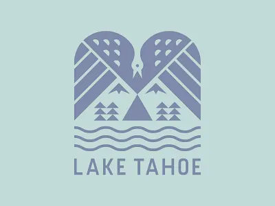 Lake Tahoe Badge badge bird branding california forest icon illustration lake tahoe lockup logo mountains nature negative space patch trees