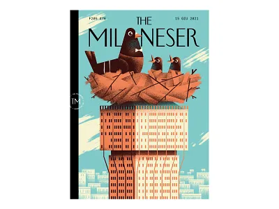 The Milaneser #76 cover illustration daniele simonelli dsgn editorial illustration illustration milan pigeon texture