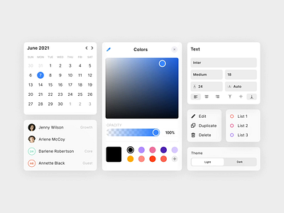 Components 2d animation calendar color components design design system minimal mobile motion graphics typographic ui ui ux voit team web