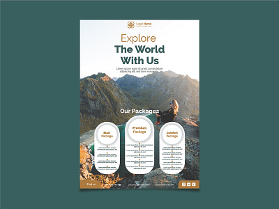 Travel Agency A4 Flyer Design a4 brochure creative design explore the world flyer simple travel travel agency travels trip unique