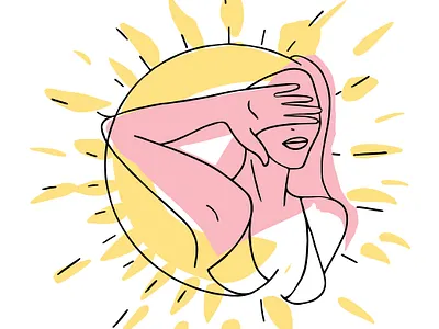 Sunny girl abstract drawing friendship graphic design hand drawing illustration line drawing logo sunny set vector