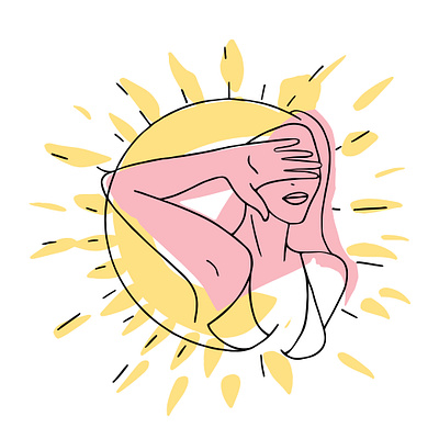 Sunny girl abstract drawing friendship graphic design hand drawing illustration line drawing logo sunny set vector