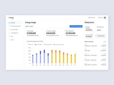 Dashboard UI - Light Theme dashboard interface ui