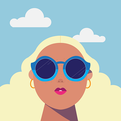 Head in the Clouds clouds design girl graphic illustration sunglasses vector woman