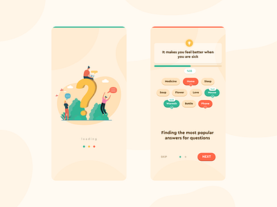 Quiz Game Mobile App app clean flat game mobile quiz ui ux design