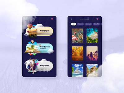 Wallpaper Mobile App - 2 app clean flat illustration mobile typography ui ux design wallpaper