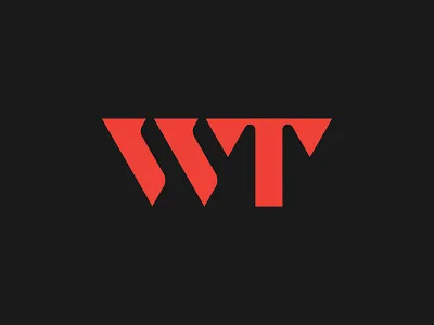 WT monogram angular black branding engineering futuristic industrial logo logotype mark monogram red sharp slanted tech technology wordmark