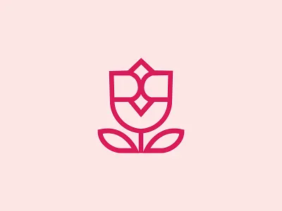 RR tulip logo branding cute elegant expensive feminine flower high end logo luxury mark monogram outline pink pretty stationery symbol thin line tulip