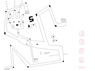 awake at 5 am graphic design illustration