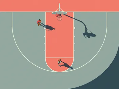 Basketball Vibes ball basket basketball illustraion illustration illustrator minimal noise noise shadow pallete pastel practise smooth solid summer top view training valley vector