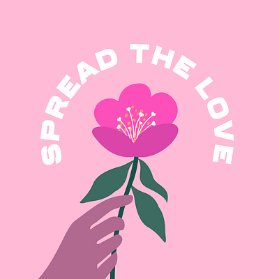 Spread The Love design flower hand holding flower illustration love pink pride spread the love spreadthelove vector