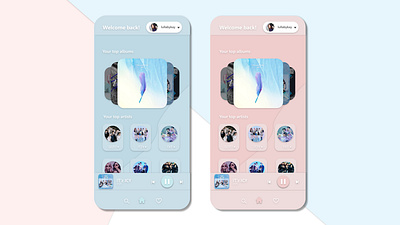 User profile for a music app app art blue cute design graphic design minimal music pink simplistic ui ux