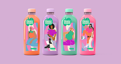 Fancy Fruits branding charcaters design food fruits girlpower girls green illustration juice juices organic packagingdesign power surfacedesign women women in illustration