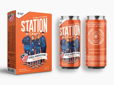 Station Craft X USA Surf Team beer beer box beer can beer packaging branding can art can design cereal box dana point packaging station craft typography wheaties