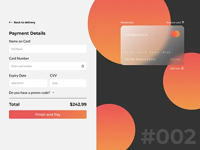 DailyUI 002 | Payment Details glassmorphism