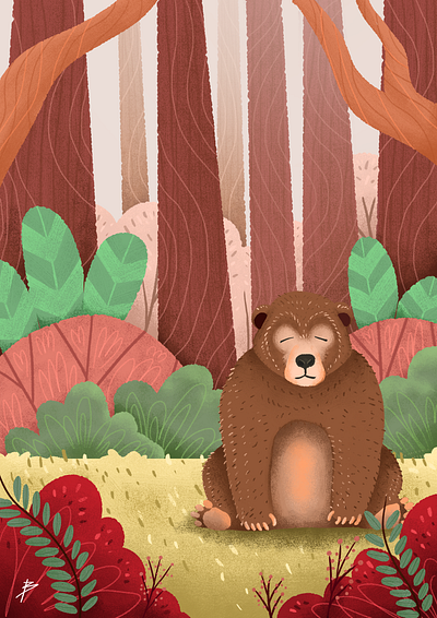 Chilling in The Forest background character design graphic design illustration