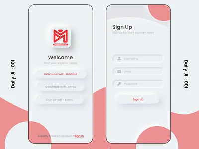 Daily UI #1 - Sign Up aplication apps design dailyui design ui