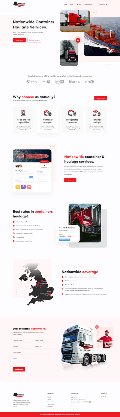Transport landing page branding design icon illustration logo typography ui ux vector web