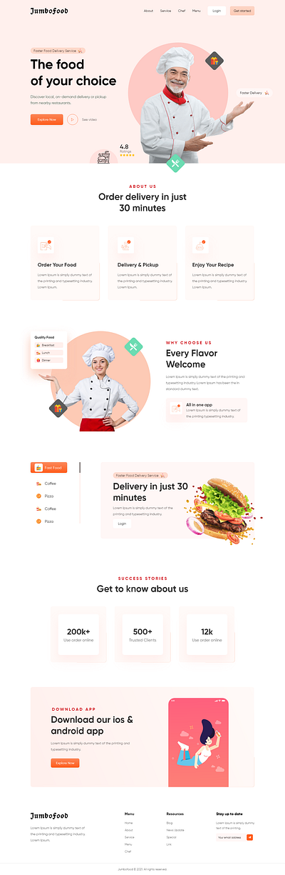 Food landing page branding design icon illustration logo typography ui ux vector web