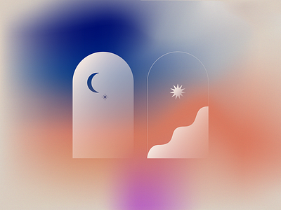 Magic windows ✨ arches daydreaming gradient illustration magical moon sun texture