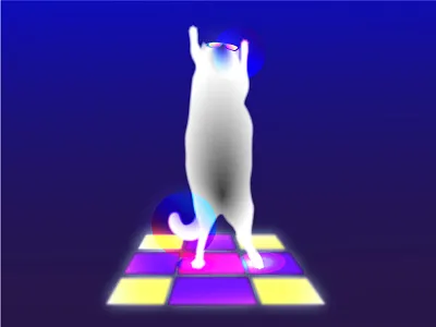 Dancer cat Louis adobe illustrator cat dancer disco flat illustration illustrator party summer