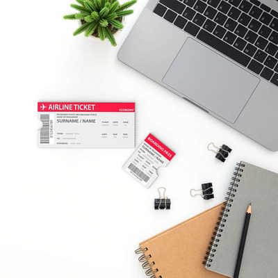 Free Plane Ticket Mockup PSD Template