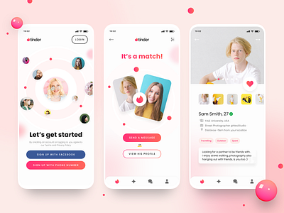 ❤ TINDER - UI REDESIGN Dating App ❤ dating dating app figma figmadesign graphic design ios app minimal mobile app mobile ui ui ux uiuxdesign