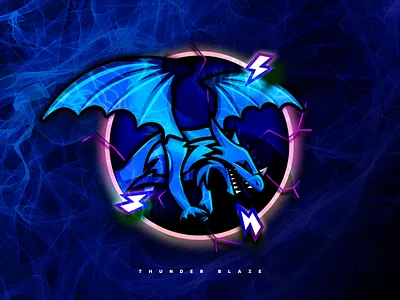 Thunder Blaze Dragon Sticker beyblade blaze blue dark design dragon figma game graphic design illustration lightning logo sticker thunder vector