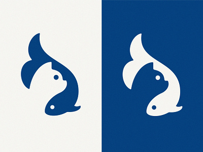 Cat & Fish cat design fish illustration logo mark negative space symbol