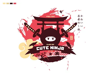 Little Gamers Cute Ninja Clan Wallpaper branding clan comic crest illustration little gamers ninja reizōko tokyo wallpaper