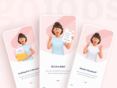 GoJobs Onboarding UI app appui creative ejobs job job portal minimal mobile app onboarding online job splash typography ui uidesign ux