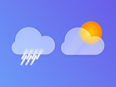 Rain / Sun Icons blur design flat glass glow gradient illustration shades shadows smooth ui vector