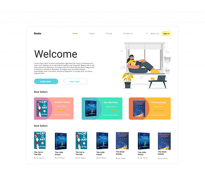 Online Book seller UI Design app branding design icon illustration logo typography ui ux vector