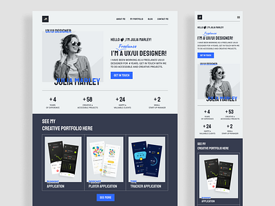 Personal Portfolio Website with Mobile Responsive Design classic clean design figma graphic design logo mini website minimal mobile personal portfolio portfolio responsive skills ui uidesign uiux uiux designer web design webdesign website