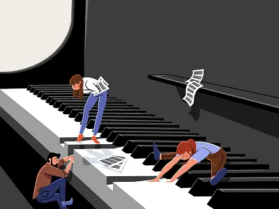 Piano character character design concept illustration instrument mini character music music instrument piano