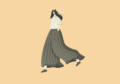 Alone Girl Walking adobe illustrator alone girl graphic design illustrator vector
