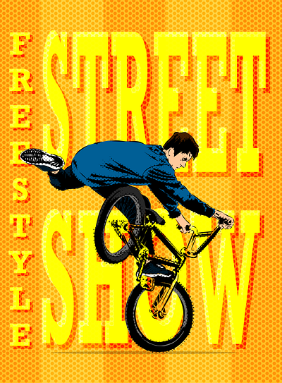 Street show art artist beautiful bmx colorful cycle design digital art digital illustration freestyle graphic design illustration street stunts vector illustration wallpaper