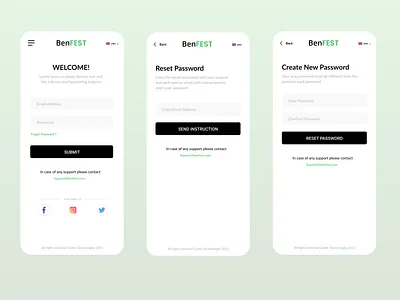 Login Screen & Reset password flow adobexd design product design ui ui design ux web design