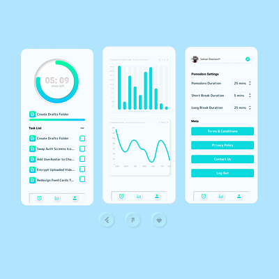 Mineto - Time & Task tracker design figma flutter mobile productivity timer ui ux