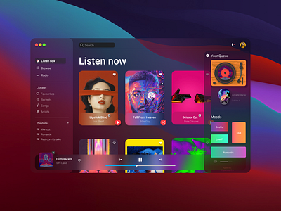 Apple Music Redesign 2021 3d app apple concept dailyuichallenge glassmorphism macos music redesign renders ui ux