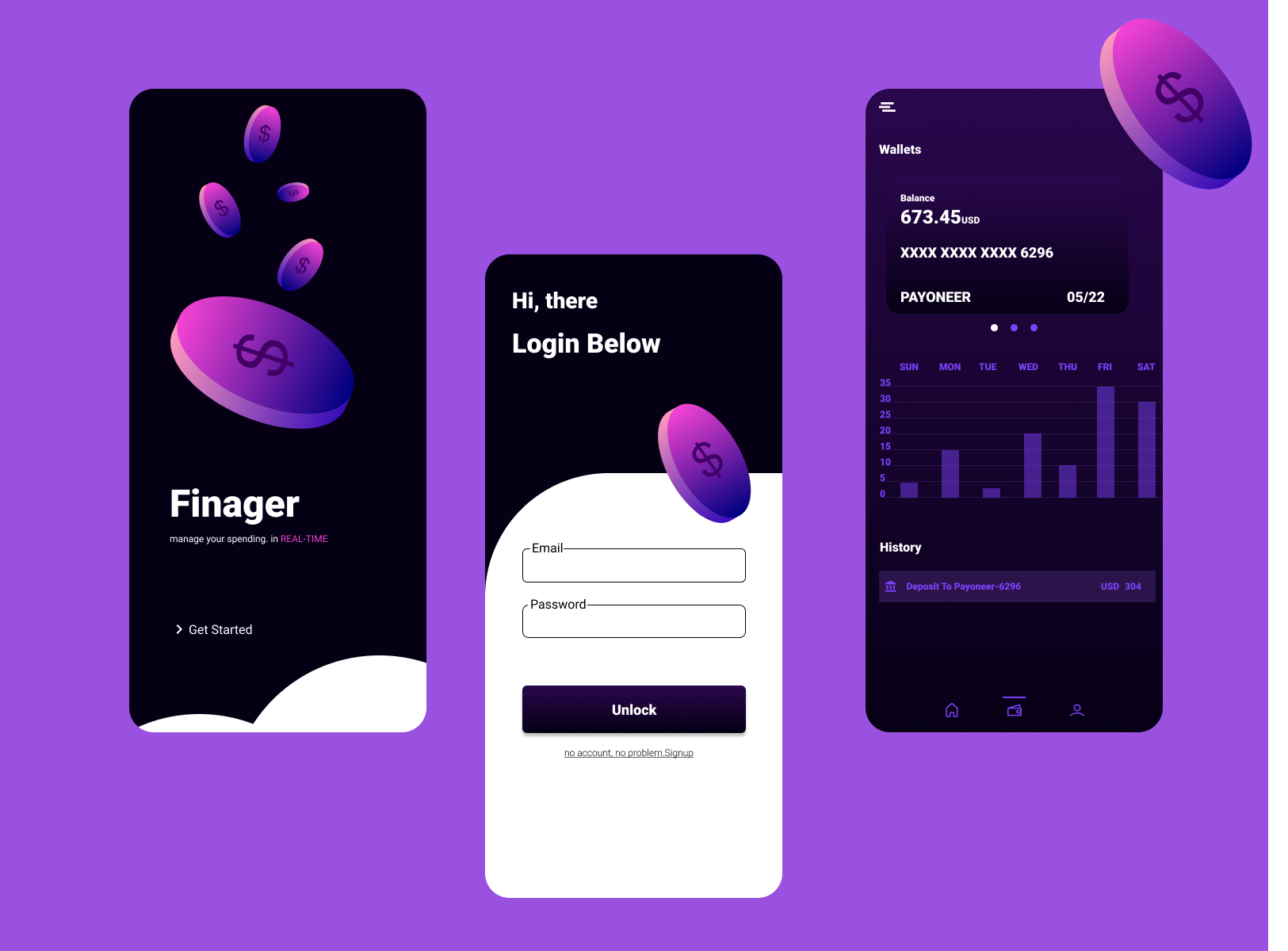 Example of Finager- Finance and Spending Tracker - concept