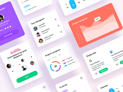 Widgets collection calendar chart colorfull concept design dashboard data designers gradient graphic graphic design job job offer profile progress bar shadows statistics to do list ui user interface widgets