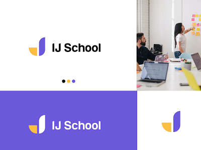 Ij School - Online Educational Platform logo & Branding app logo branding branding agency educational logo i logo logo logo brand logodesign minimal logo modern logo online coaching logo online education logo purple yellow