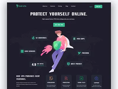 VPN Company Landing Page 3d best website design creative graphic design illustration internet security landing page landing page design logo typography ui design ui ux design vpn company vpn security web design website design wordpress