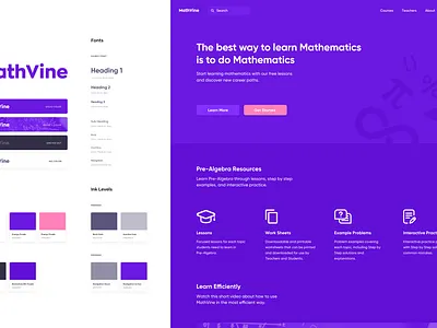 MathVine design design system interface math mathematics minimal online education ui user experience ux