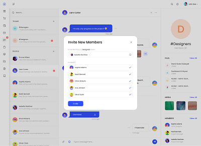 Mail Desktop Application - Chat Add members UI Design chat u deign desktop app figma mail app mail app design mail application ui design uiux ux design